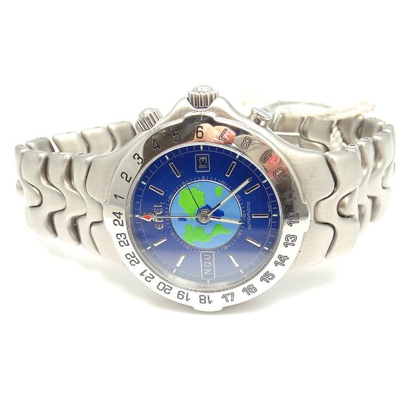 Sharp! Authentic Ebel Stainless Steel Blue Dial Sportwave World Time Watch - Picture 3 of 7